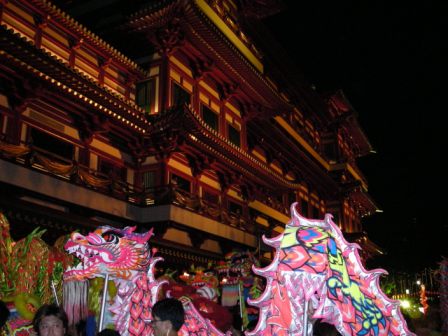 dragon dance at the singapore tooth relic temple opening