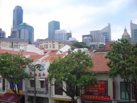 view of singapore chinatown from 8 treasure vegetarian restuarant